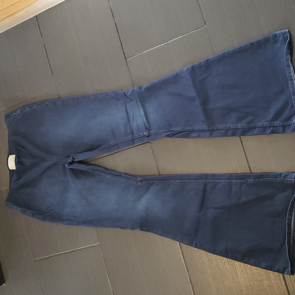 Free people blue flare wide leg jeans